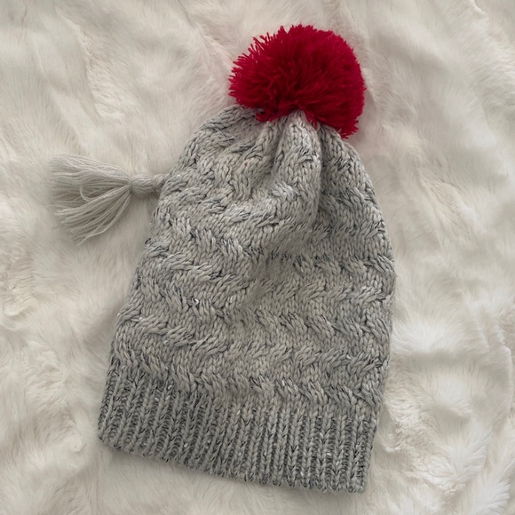 The North Face Gray Knit Beanie Tassels & Pom-Pom - Picture 4 of 6